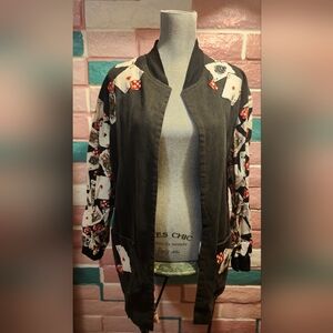 Black and White Vintage 80s Playing Card Print Jacket